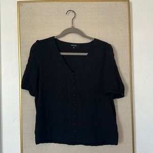 Madewell Short Sleeve Black Blouse